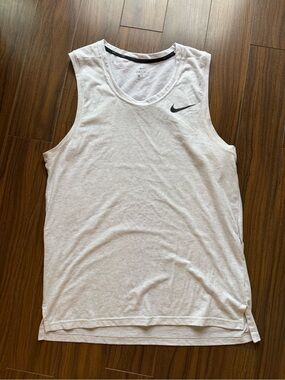 Nike Light Grey Sleeveless Training Tank with Black Swoosh